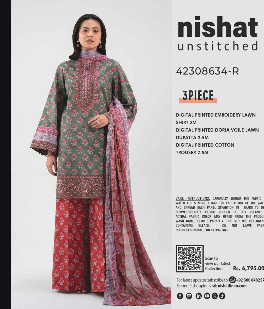 Nishat 3pc embroidery