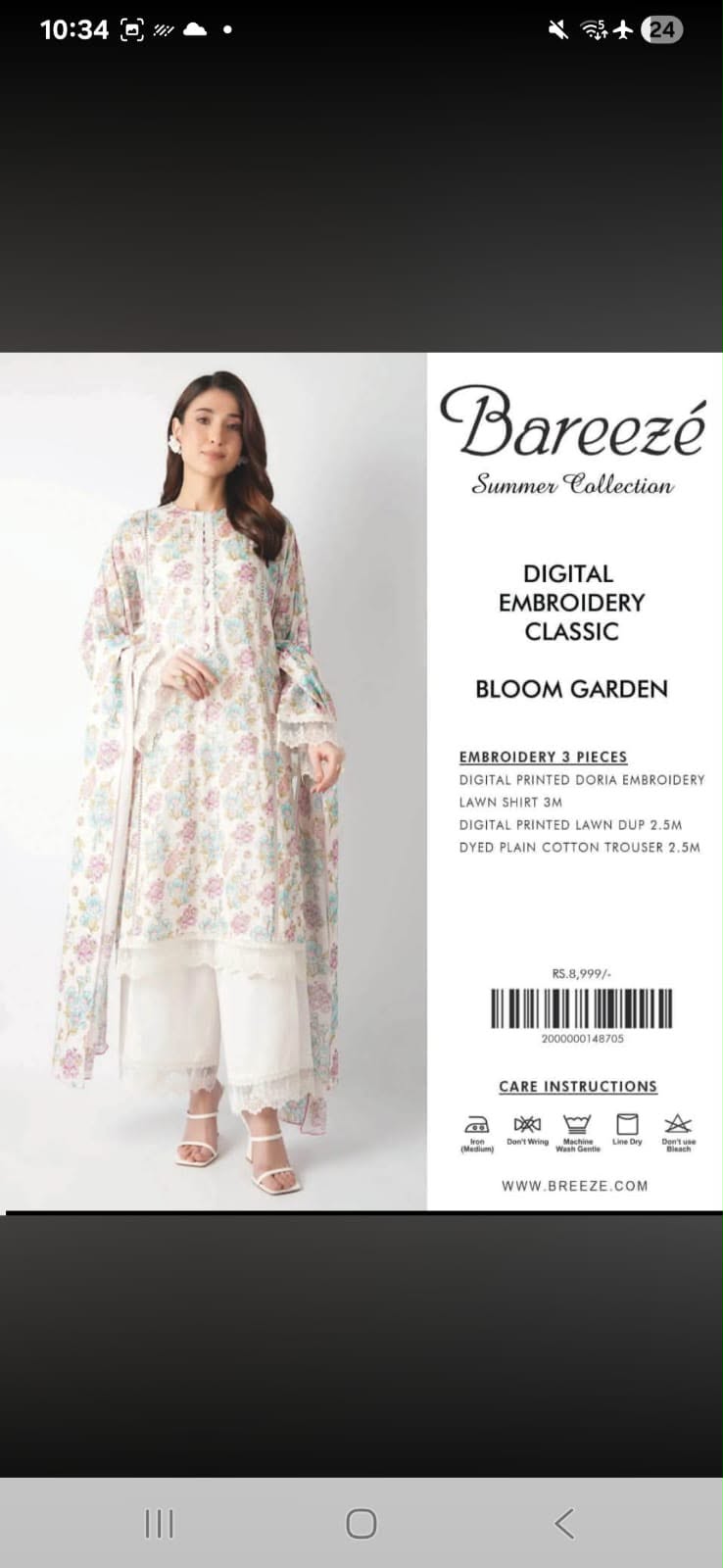 Bareeze 3pc embroidery