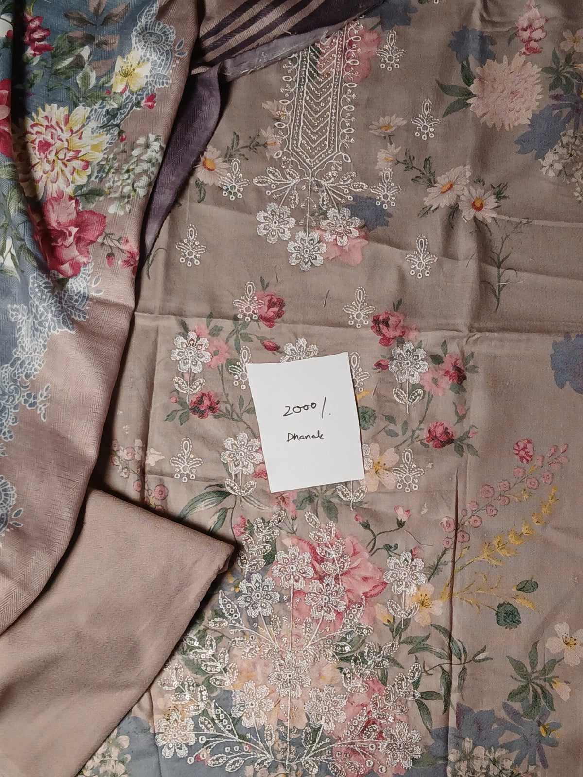 Dhanak 3pc Embroidered
