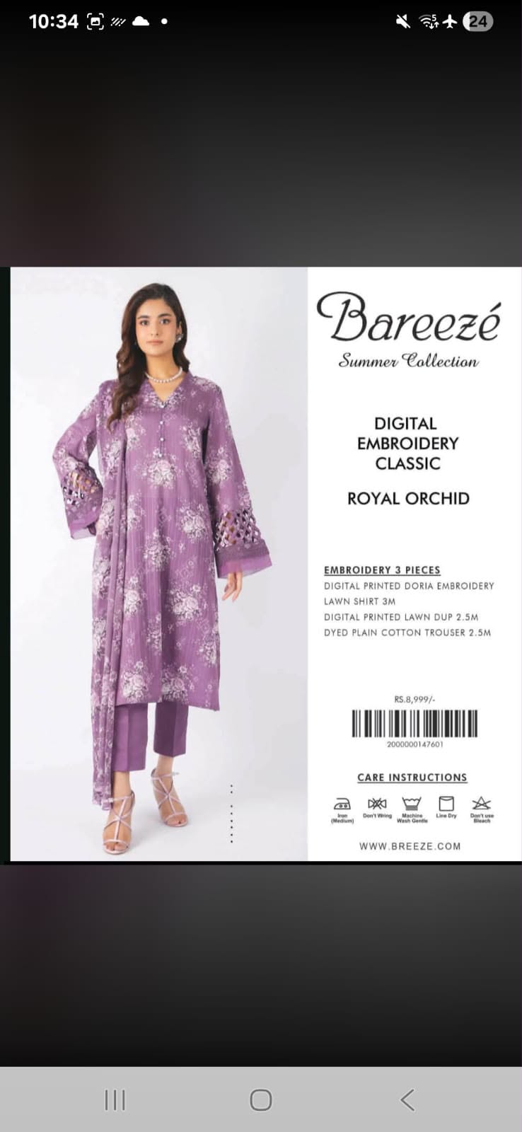 Bareeze 3pc embroidery