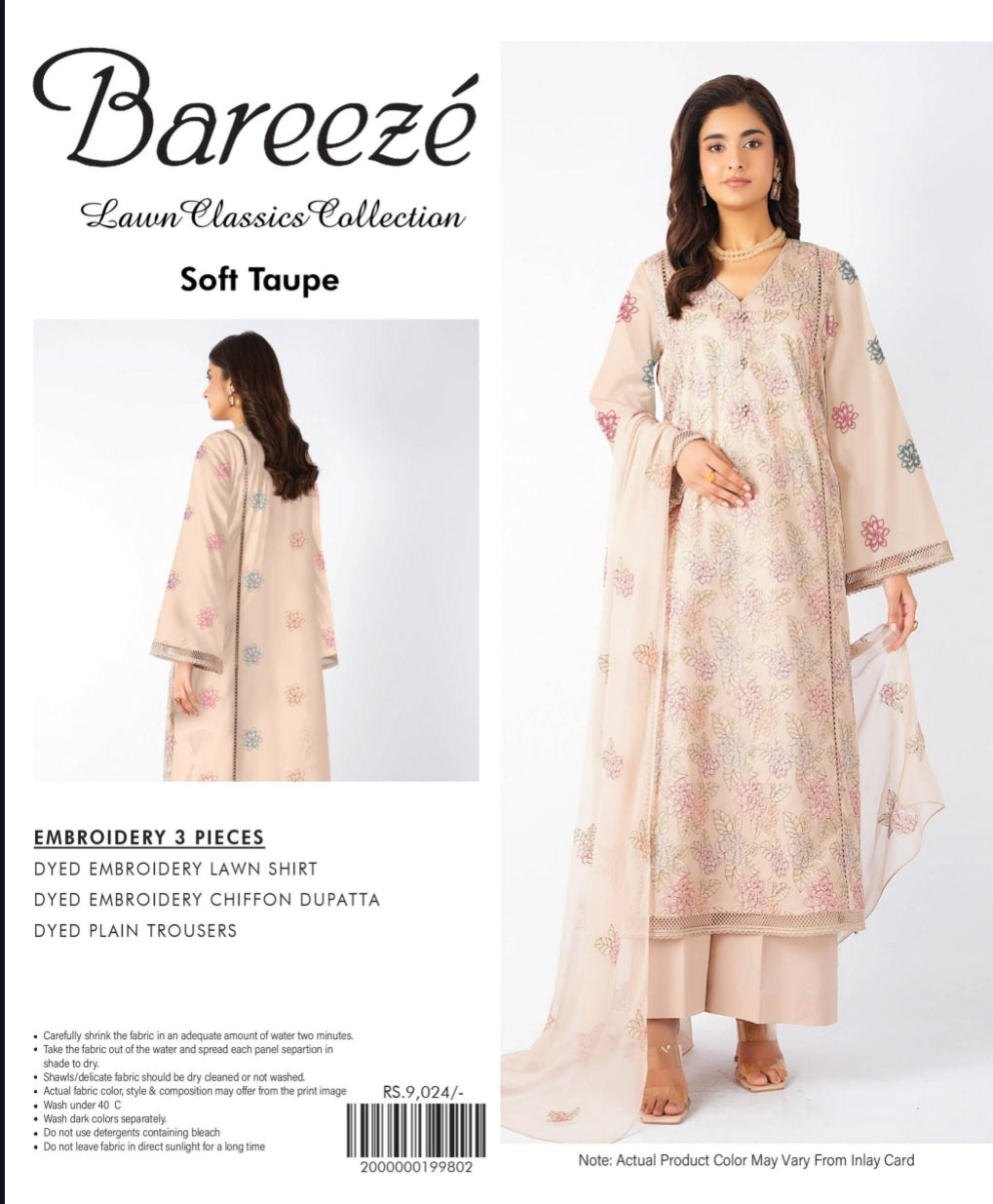 Bareeze 3pc embroidery
