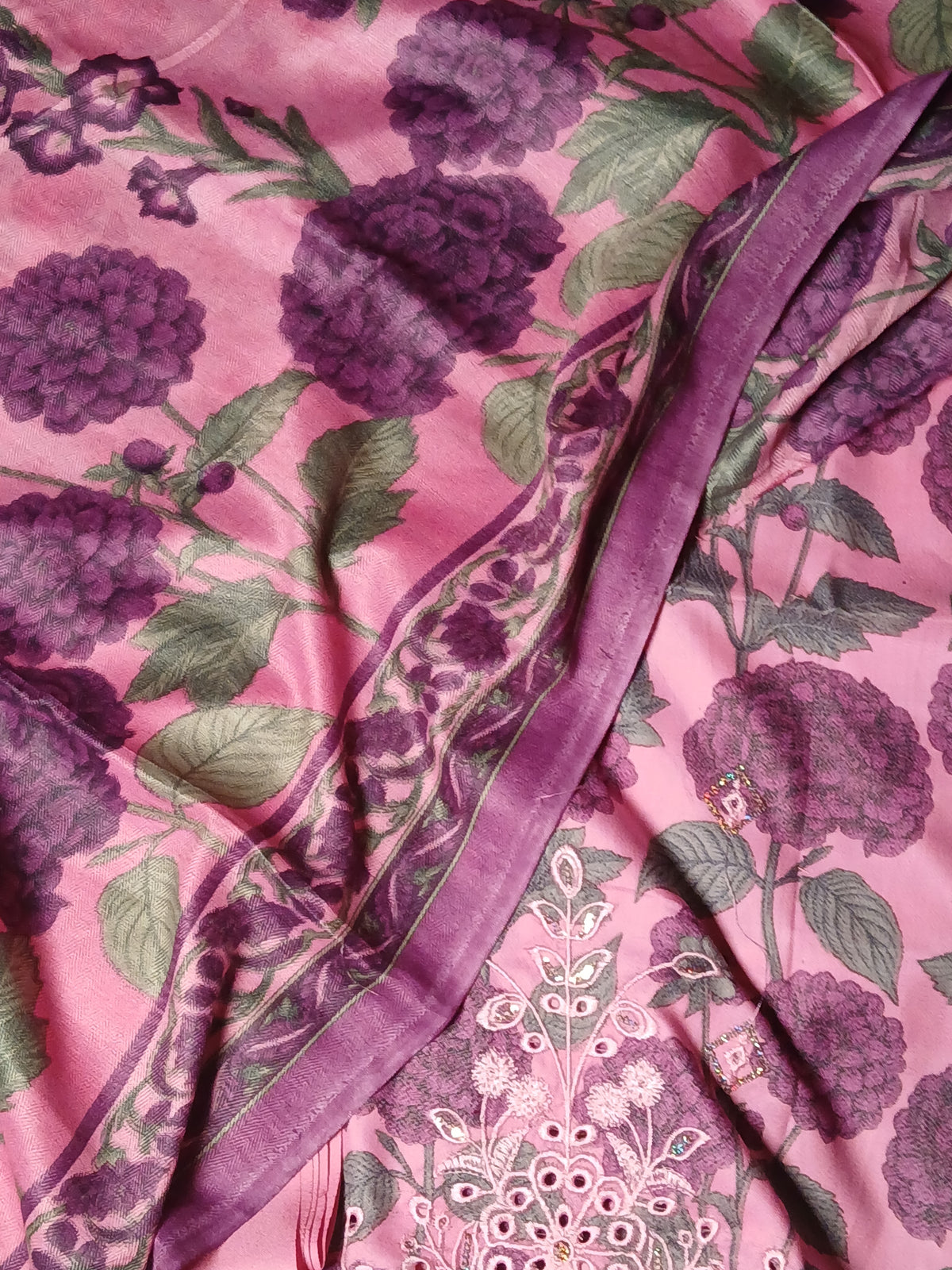 Dhanak embroidery 3pc with pashmina shawl