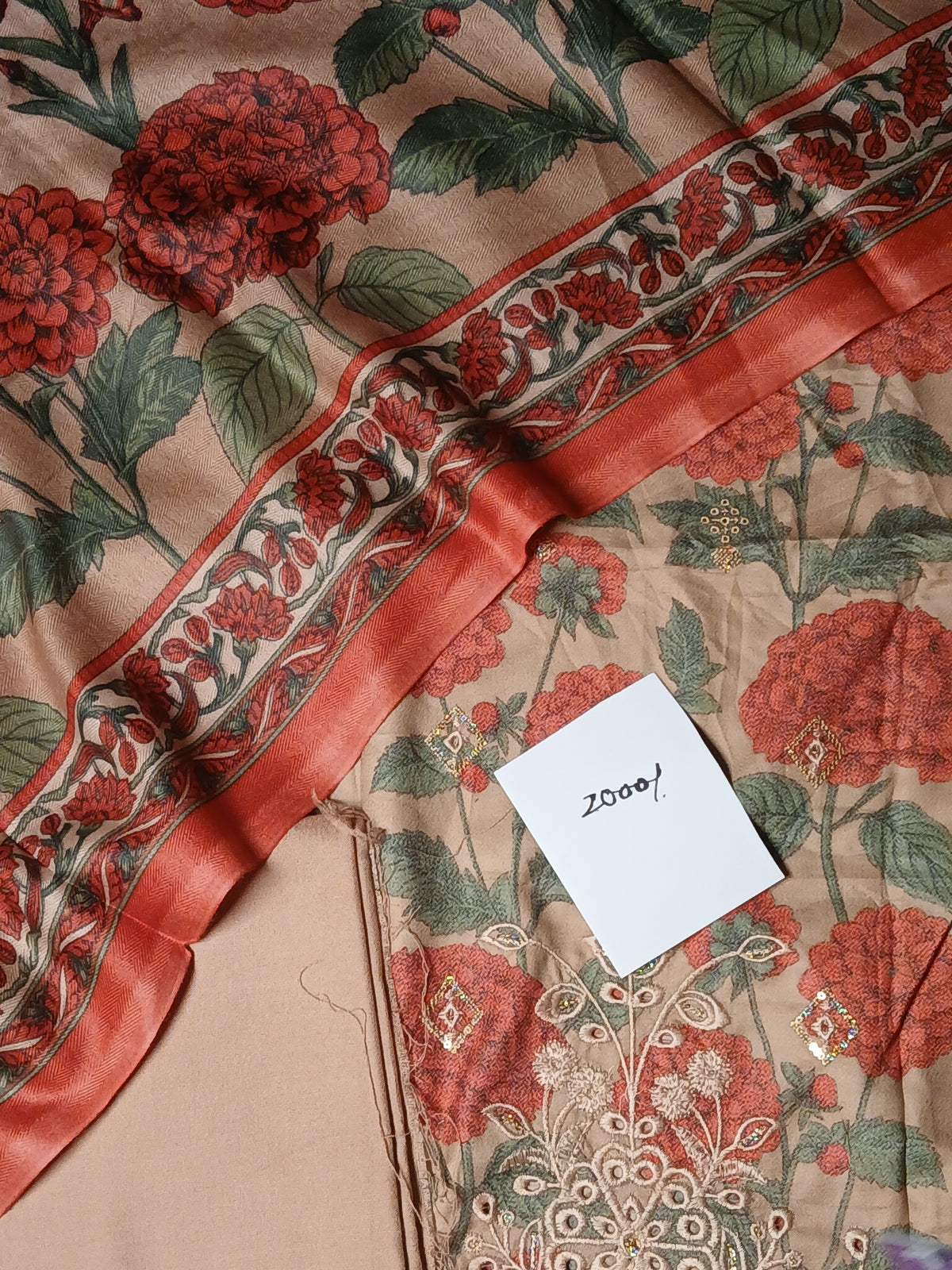 Dhanak embroidery 3pc with pashmina shawl