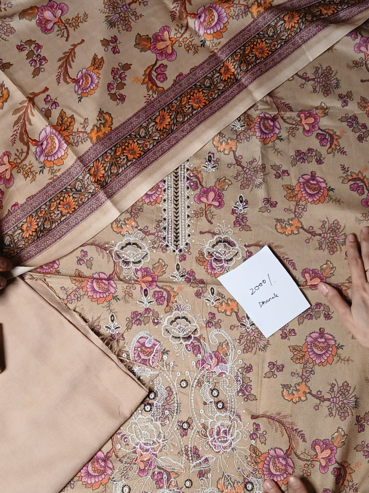 Dhanak 3pc Embroidered
