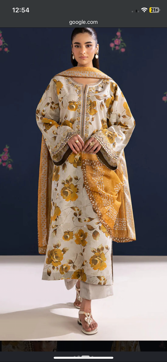 Barooque 3pc printed lawn