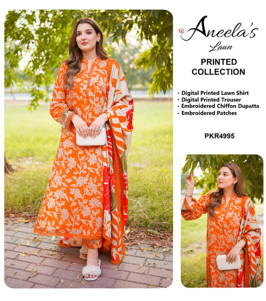 Aneela's Orange-LAWN DF-0003