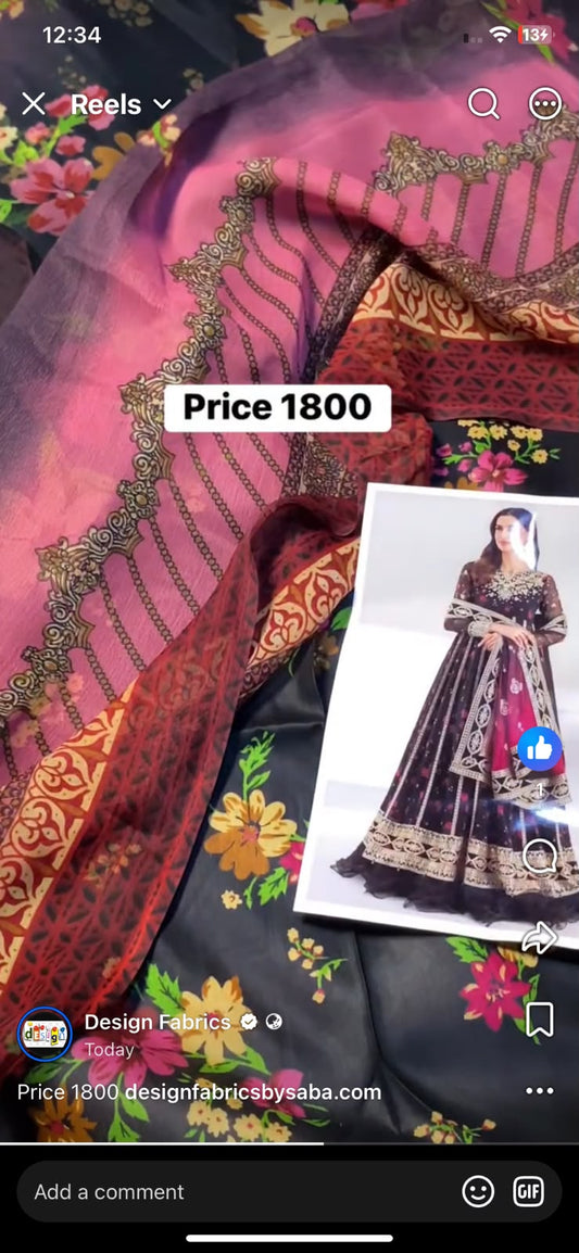 Maria b 3pc printed lawn
