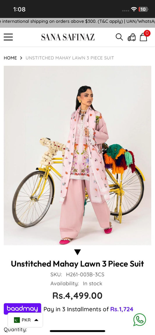 Sana Safinaz 3pc 5pcs Set (Half)