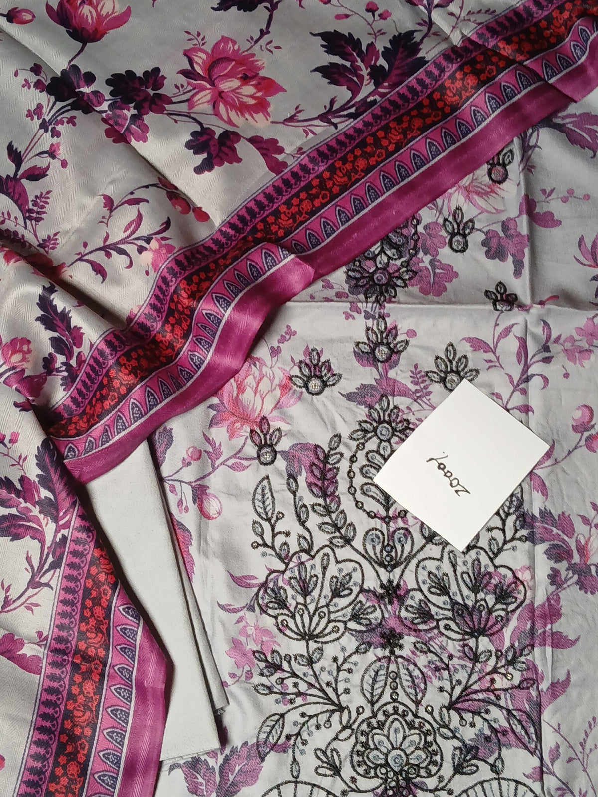 Dhanak embroidery 3pc with pashmina shawl