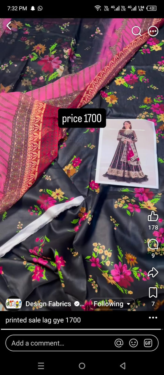 Farasha lawn printed 3pc