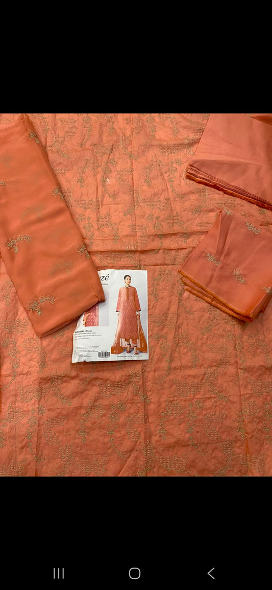 Bareeze 3pc embroidery with packing
