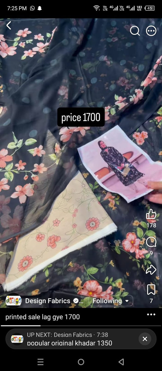 Baroque printed lawn 3pc