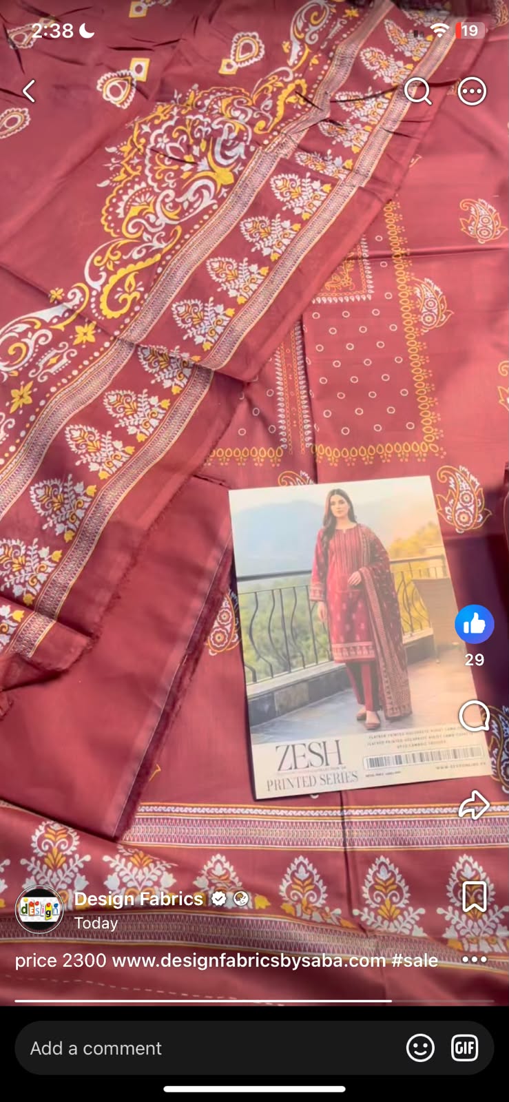 Zeesh gold print Lawn