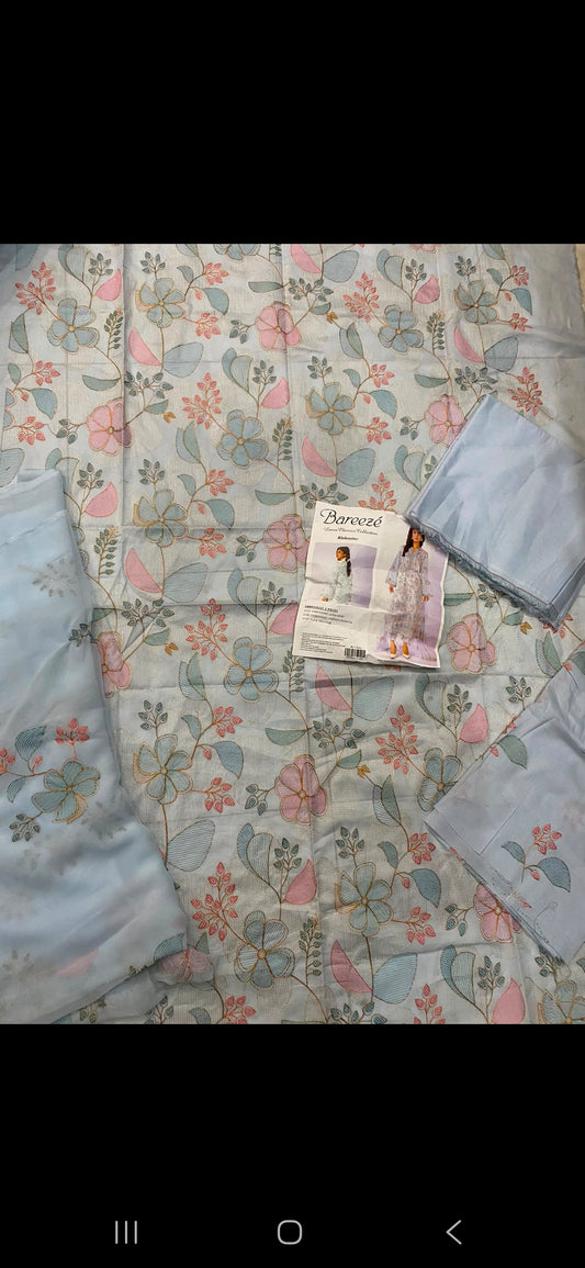 Bareeze 3pc embroidery with packing