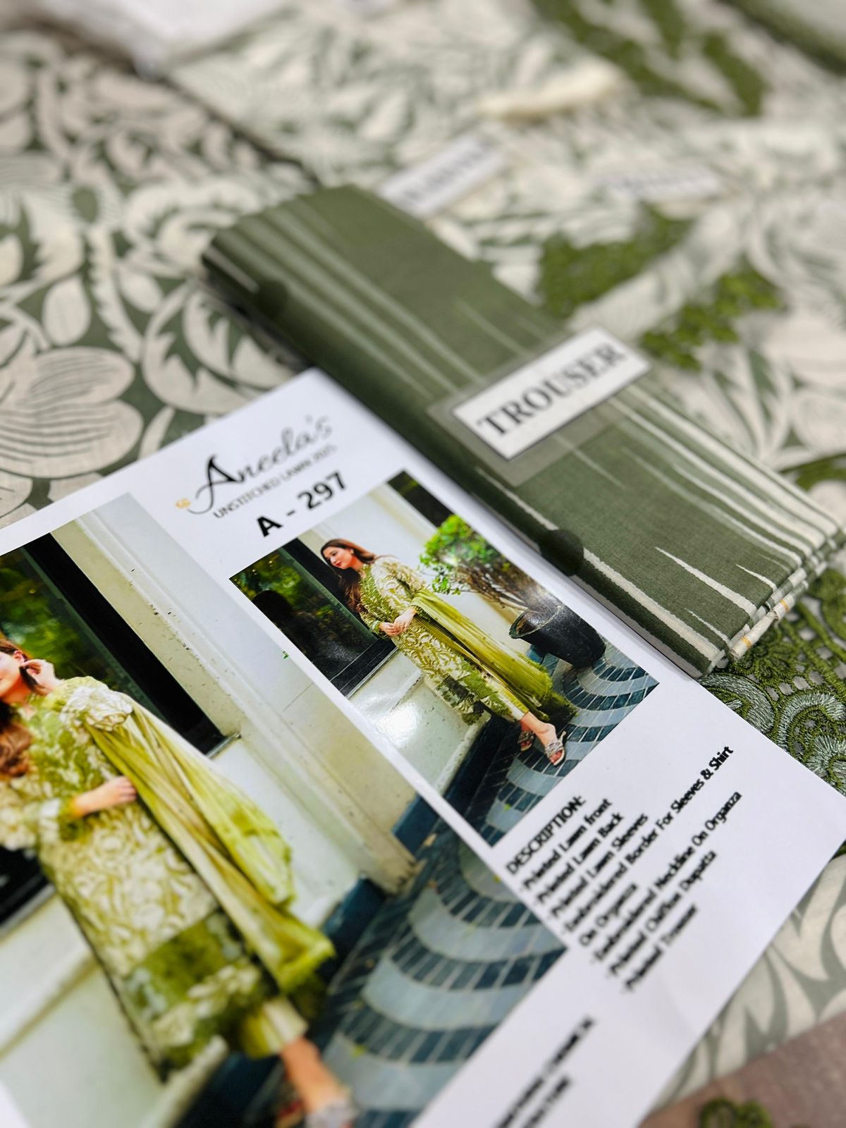 aneelas green dress Aneelas Silk Dress Embroidered Unstitched 3 Piece Green Lux-15 – Zainabjees main image 0