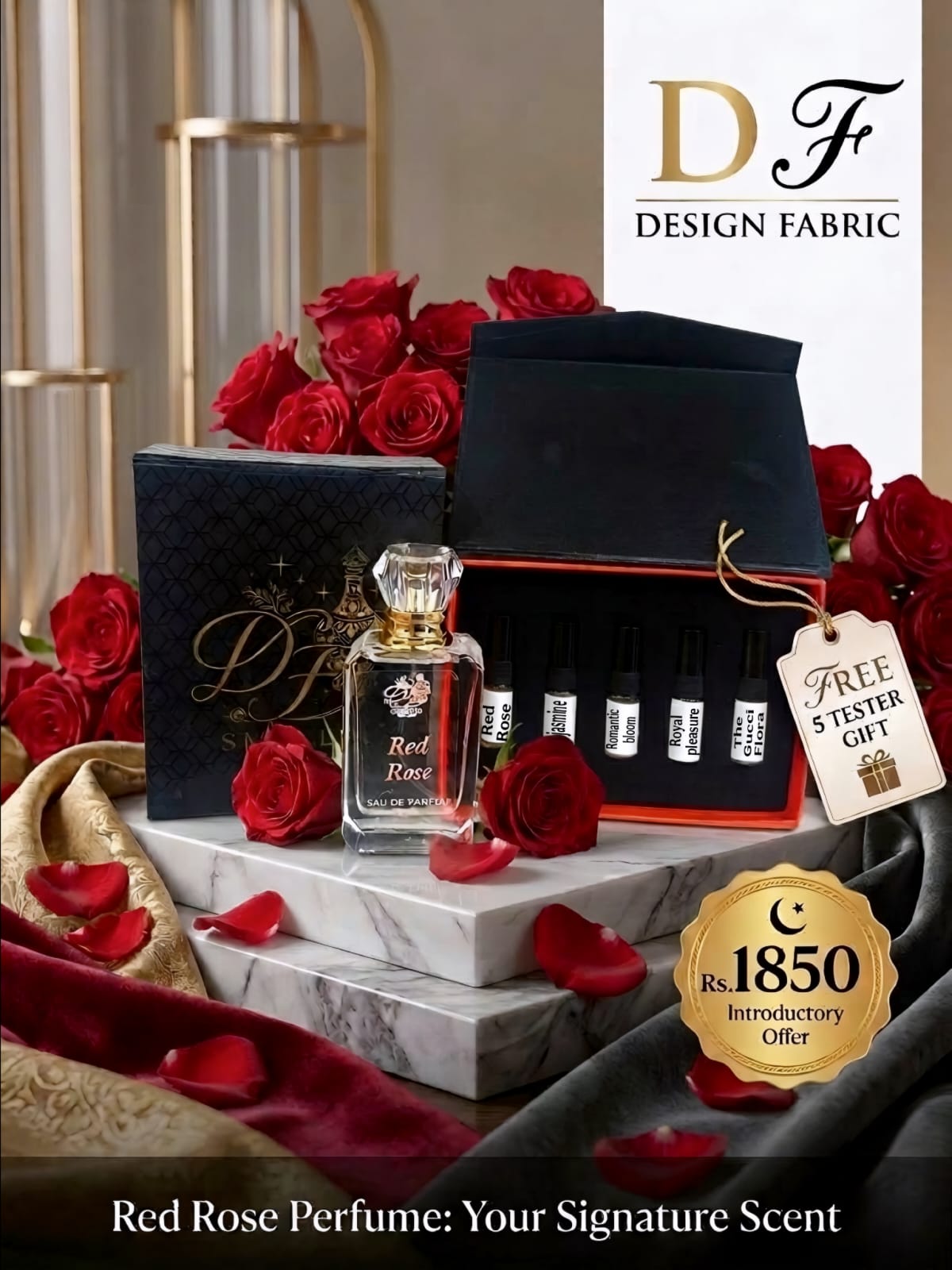 Red Rose for Ladies with 5 free testers (perfume)
