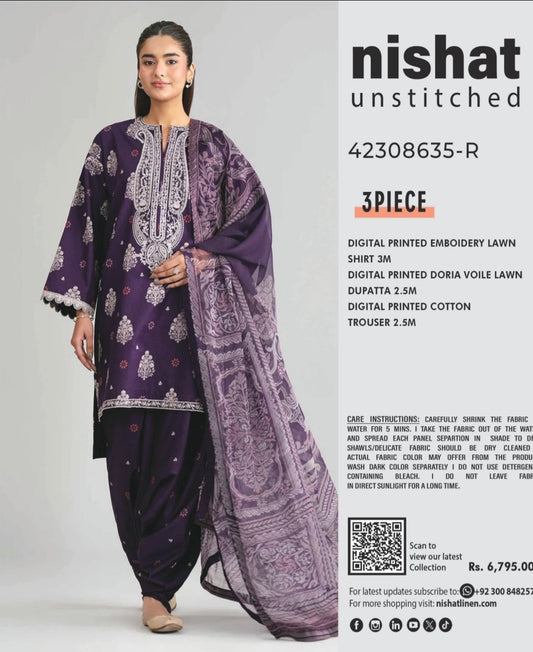 Nishat 3pc embroidery