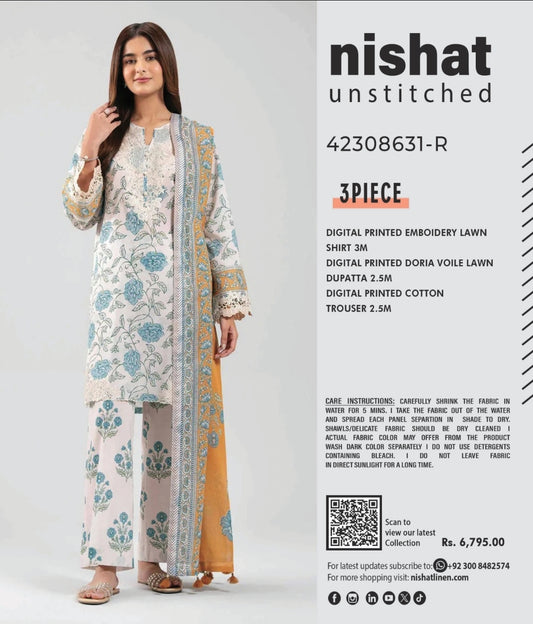 Nishat 3pc embroidery