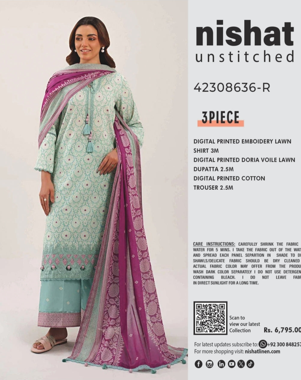 Nishat 3pc embroidery