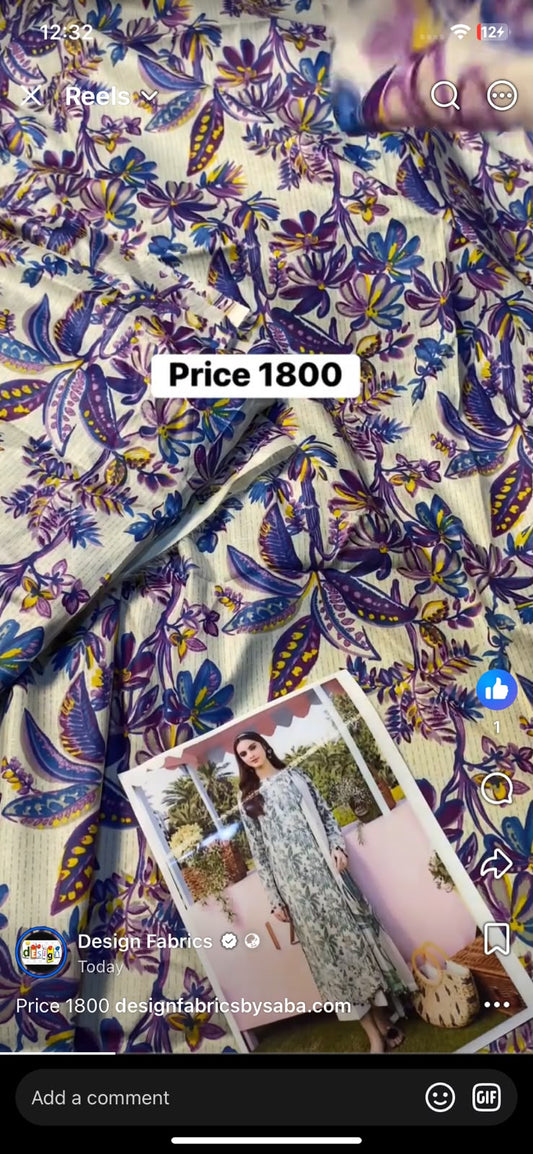 Maria b 3pc printed lawn