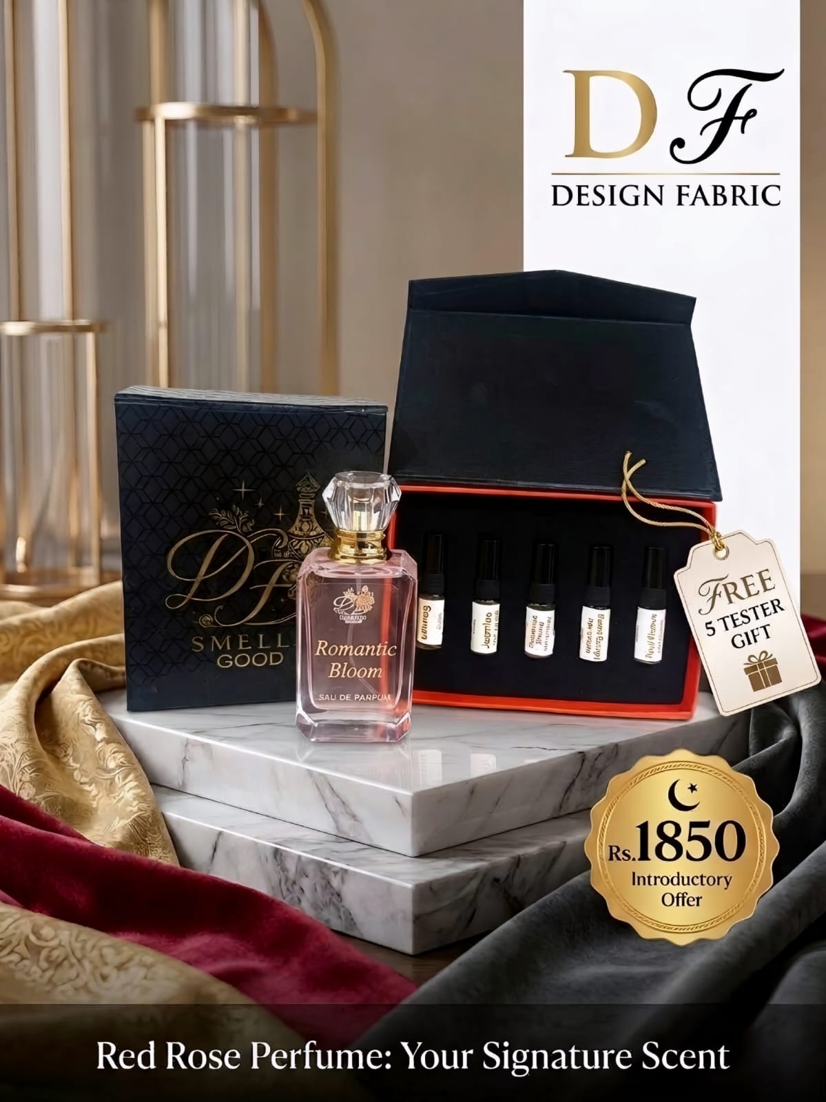 Romantic bloom for ladies with 5 free testers (perfume)