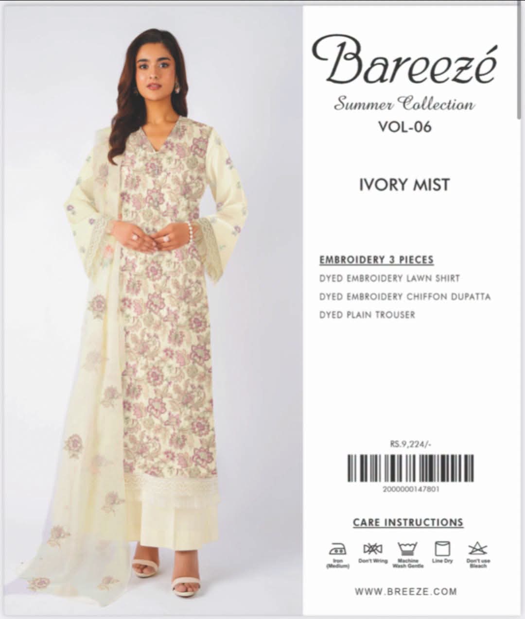 Bareeze embroidery 3pc