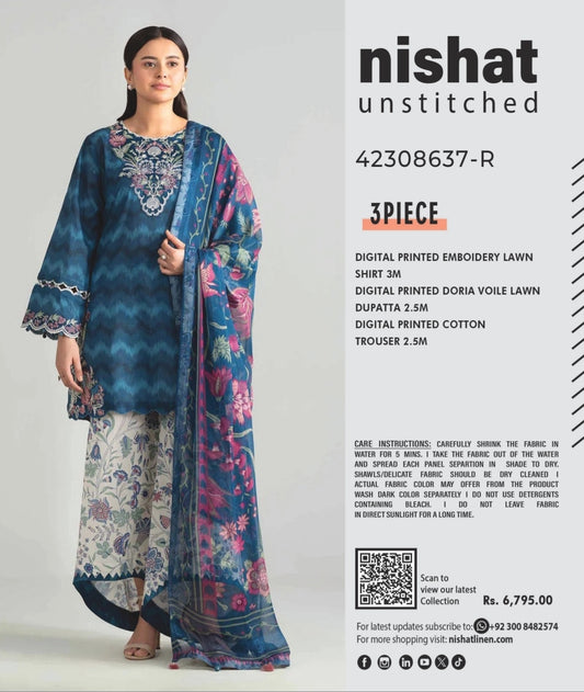 Nishat 3pc embroidery
