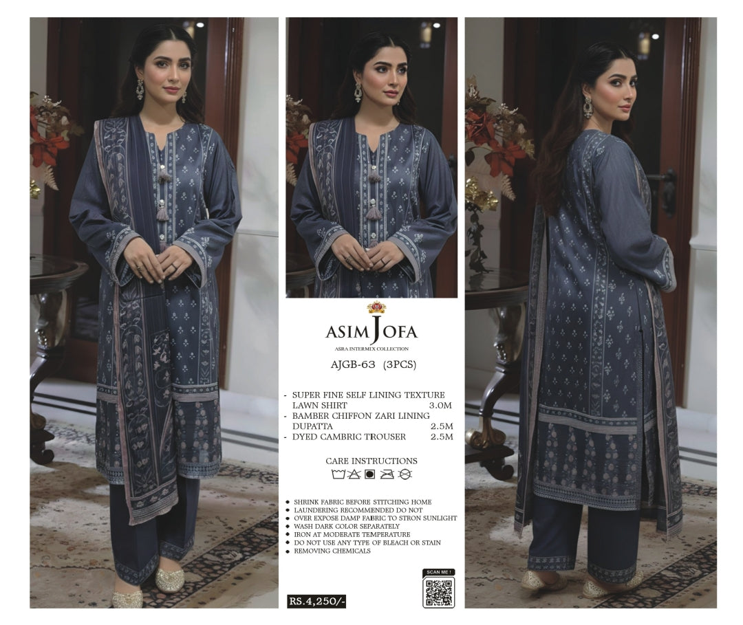 Asim jofa 3pc Lawn