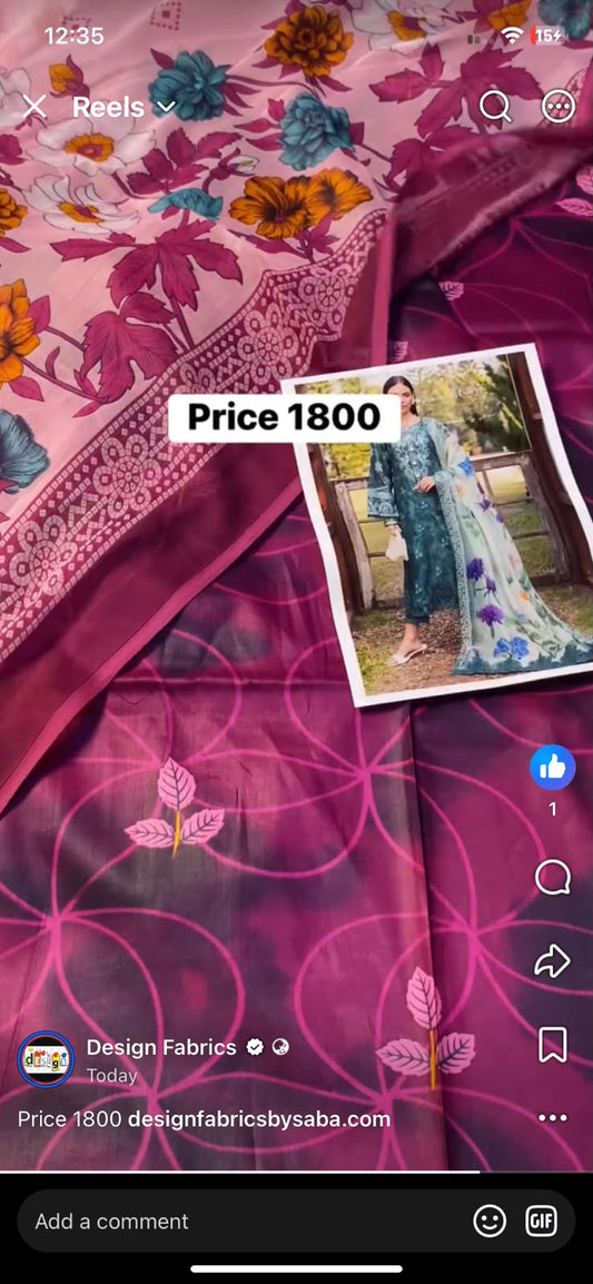 Barooque 3pc printed lawn