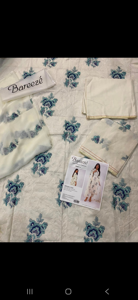 Bareeze 3pc embroidery with packing