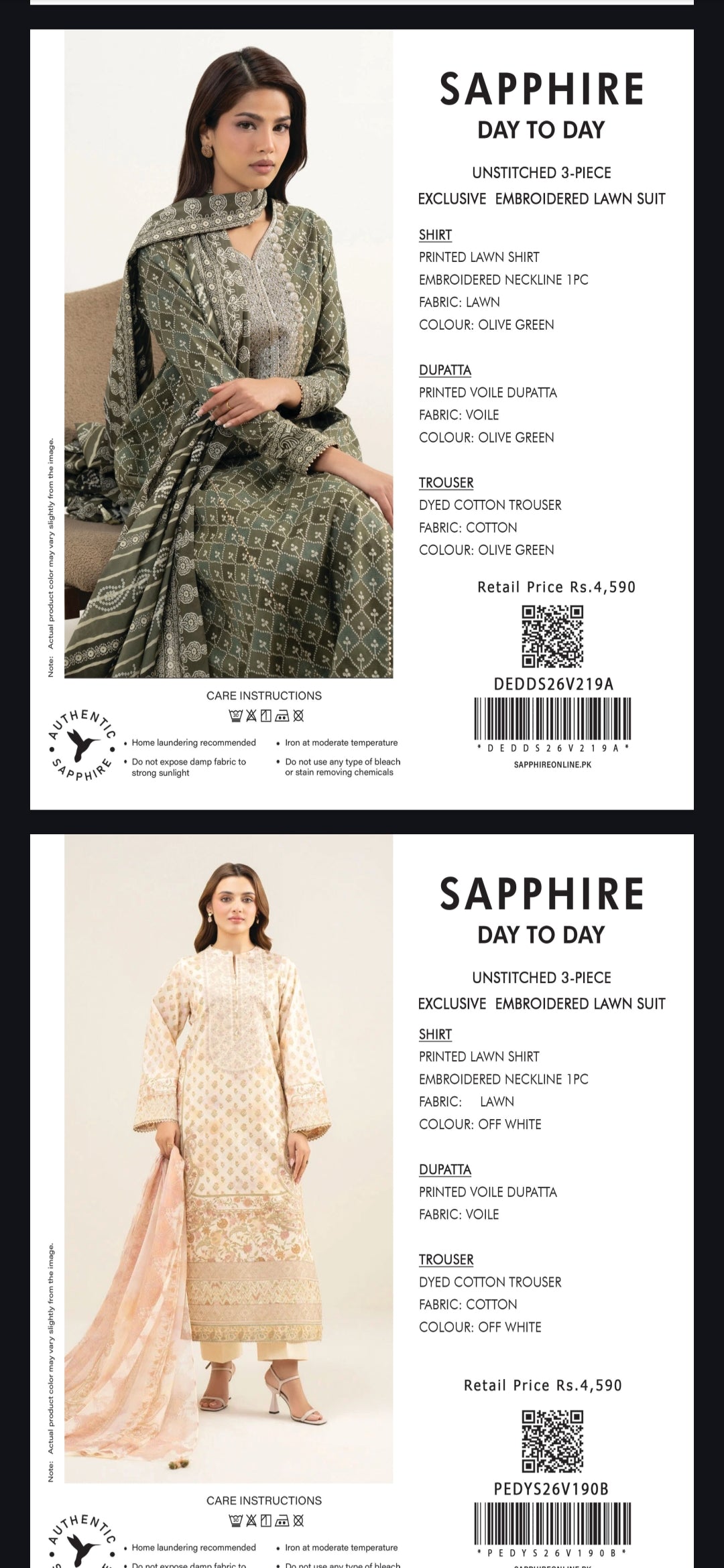 Sapphire 3pc embroidery pack of 10