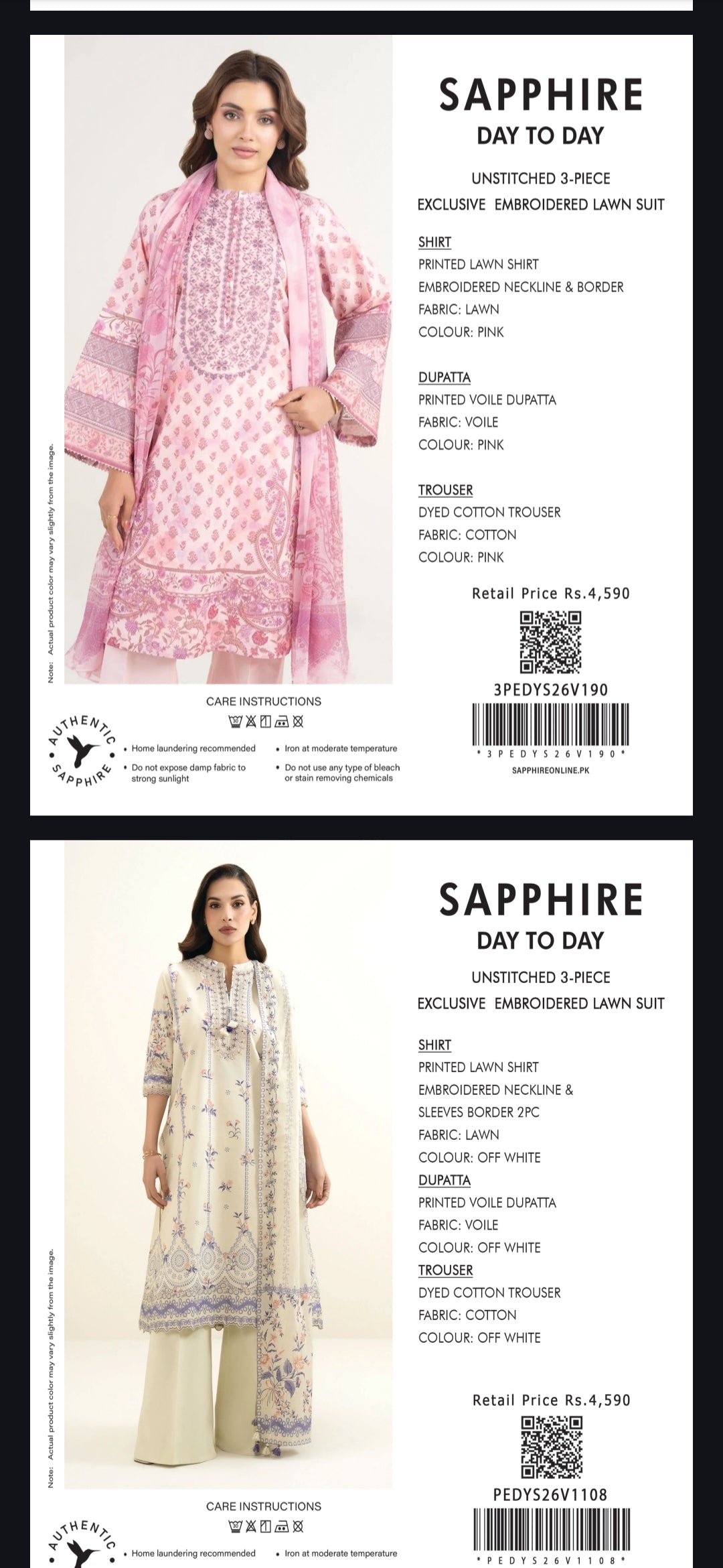 Sapphire 3pc embroidery pack of 10