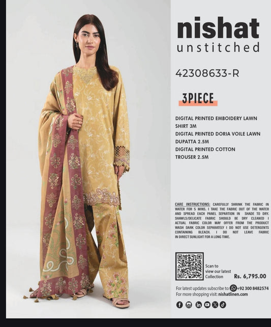 Nishat 3pc embroidery
