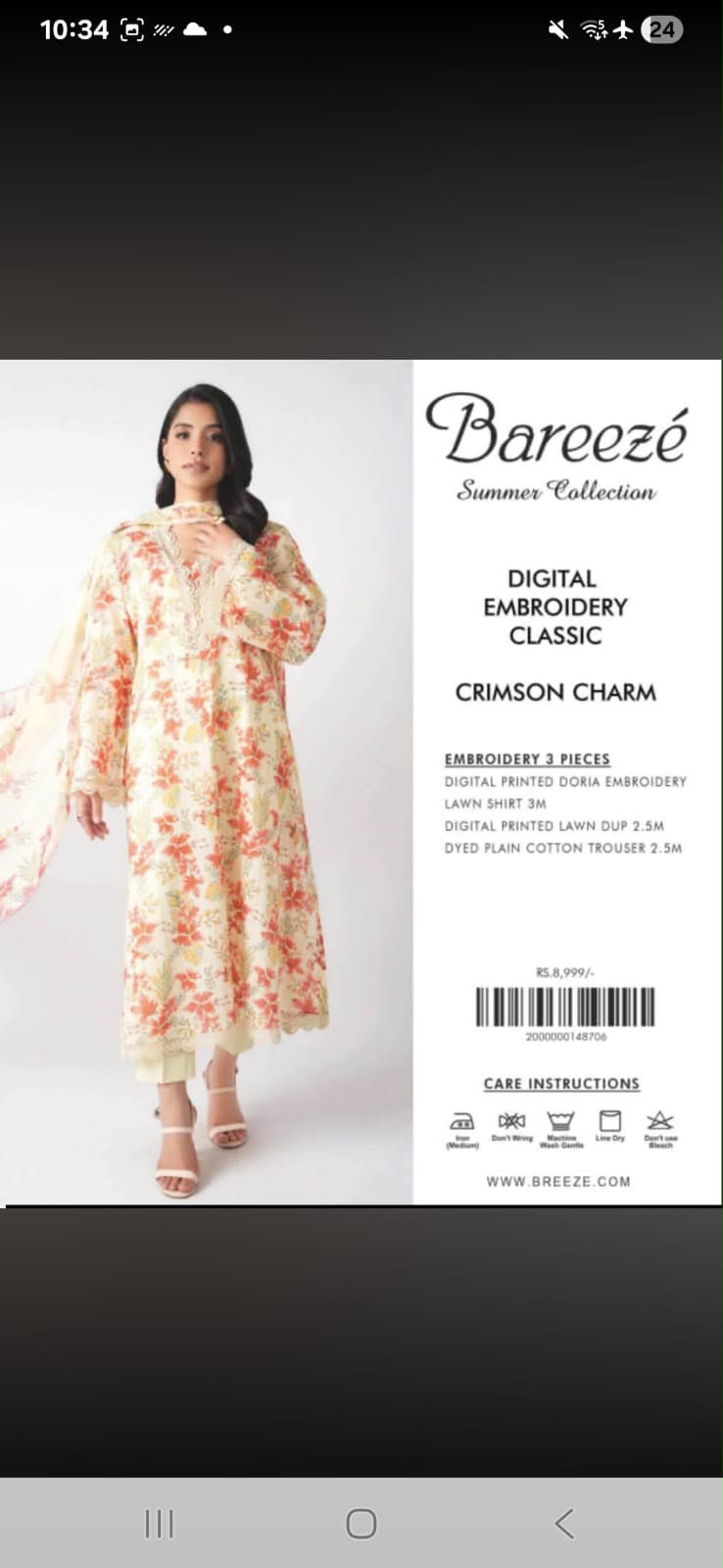 (Pack of 6) Bareeze 3pc
